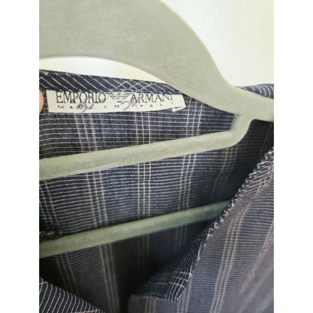 Emporio Armani Vintage Navy Pinstripe Split Front Blouse Made in Italy Top 40 - Picture 7 of 8